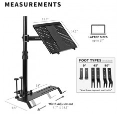 VIVO 단일 노트북 차량용 마운트, 완전히 조절 가능한 확장, 트럭, 밴 및 SUV용 노트북 스탠드, 관절 및 높이 조절, 검정색, MOUNT-CAR01
