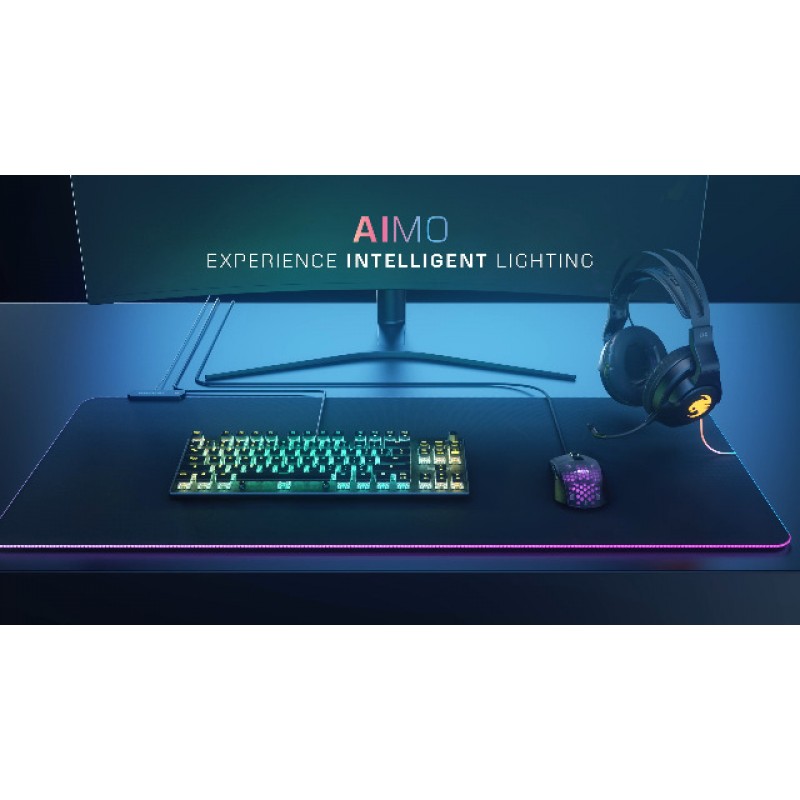 ROCCAT Vulcan TKL Pro Tenkeyless 선형 광학 타이탄 스위치 키별 AIMO RGB 조명, 양극 처리된 알루미늄 상단 플레이트 및 분리형 USB-C 케이블을 갖춘 PC 게임용 키보드, 검정색