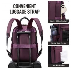 LOVEVOOK 여성용 노트북 배낭, USB 포트가 있는 17.3인치 노트북 가방 패션 방수 배낭 교사 간호사 세련된 여행 가방 대학, 업무용 빈티지 데이팟