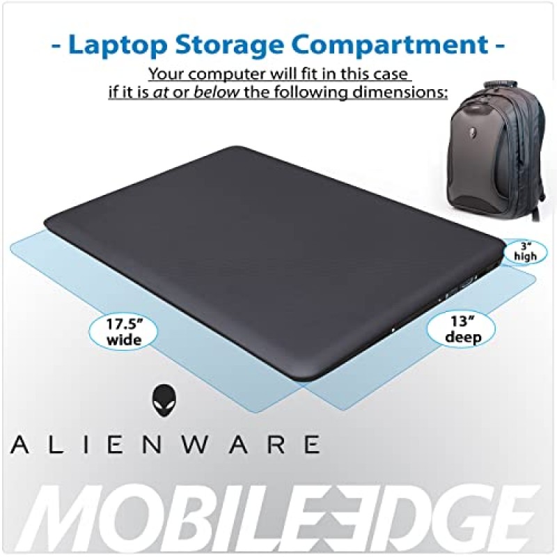 Mobile Edge Alienware Orion M17x 게임용 노트북 백팩 - 독점 Wireless Security Shield™를 갖춘 남성 및 여성용 17.3인치 컴퓨터 백팩 - ScanFast 체크포인트 친화적 - ME-AWBP2.0