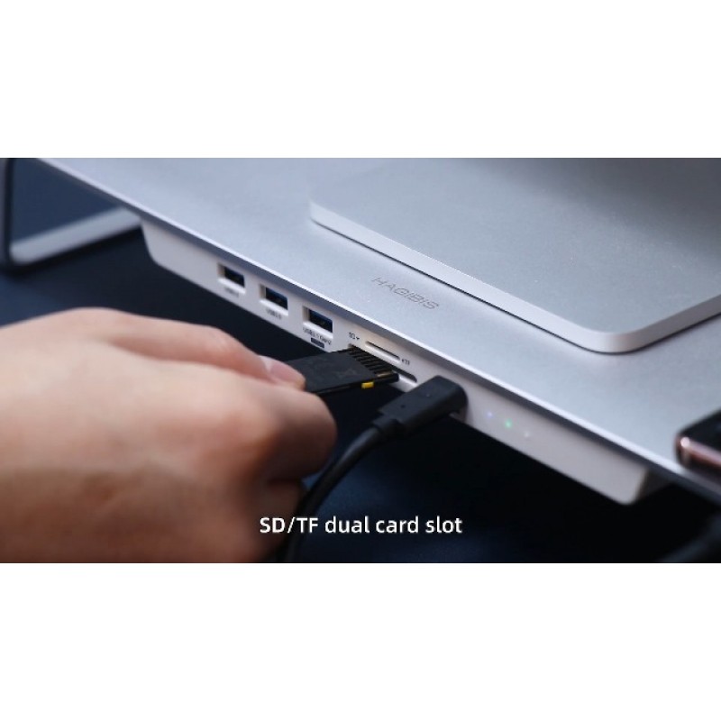 iMac 2021, Mac Mini M1, MacBook Pro PC 노트북 컴퓨터 독, M.2 NVMe NGFF, 2.5인치 SATA(ZD1 Pro)용 듀얼 하드 드라이브 인클로저 및 모니터 스탠드 라이저가 포함된 Hagibis USB-C 허브