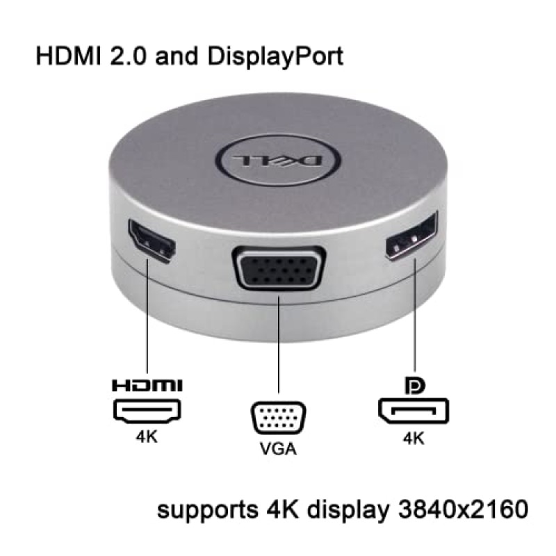 Dell DA310 7-in-1 도킹 스테이션, USB-C 모바일 어댑터가 포함된 ITSPWR 번들, 4K 3840 x 2160, HDMI 2.0 및 DisplayPort 1.2, 2xUSB-A, 1xUSB-C, 1x VGA, 1 RJ-45 및 ITSPWR 4 지원 -포트 허브