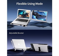 Alecewey 2023 F1 노트북 화면 확장 모니터 노트북 용 휴대용 모니터 조정 가능한 스탠드가있는 14 인치 풀 앵글 노트북 모니터 Windows, Mac 풀 사이즈 노트북 용 플러그 앤 플레이 Type-C / HDMI