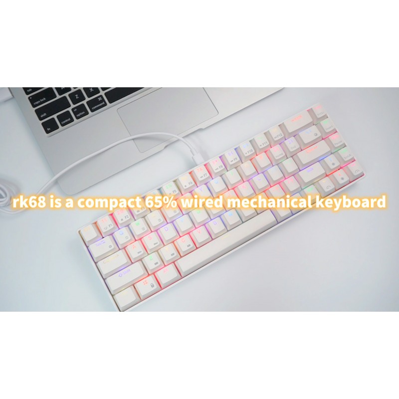 RK ROYAL KLUDGE RK68(RK855) 유선 65% 기계식 키보드, RGB 백라이트 초소형 60% 레이아웃 68키 게임용 키보드, 독립형 화살표/컨트롤 키가 있는 핫 스왑 가능 키보드, 갈색 스위치 검정색