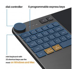 무선 드로잉 태블릿 HUION Inspiroy Keydial KD200 키보드 다이얼이 포함된 Bluetooth 그래픽 태블릿 5개의 맞춤형 익스프레스 키 배터리가 없는 펜, 8.9x5.6인치 아트 태블릿 Windows,Mac,Android와 호환 가능