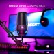 ROCCAT 토치 USB 마이크, 스튜디오급 오디오, PC 컴퓨터 게임용 유선 마이크, 표시기가 있는 RGB AIMO 조명, 스트리밍, 녹음, 팟캐스팅, 빠른 음소거, 붐암 호환, 검정색