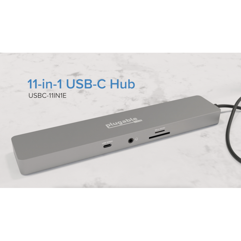 플러그형 11-in-1 USB-C 허브, 100W USB-C 패스스루, 노트북 도킹 스테이션 듀얼 모니터, 4K 60Hz HDMI, Thunderbolt, Windows, Chromebook과 호환, Mac에서 미러링되는 디스플레이