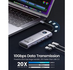 10Gbps USB C 허브, ORICO 10-in-1 USB-C 노트북 도킹 스테이션 - 4K@60Hz HDMI, 3×USB 3.2 10G, USB 3.0,100W PD, SD/TF 카드 리더기, 기가비트 이더넷, Dell/Surface/용 오디오 HP/Lenovo 노트북
