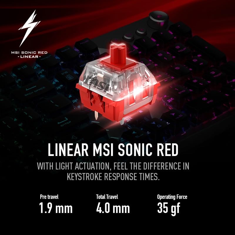 MSI Vigor GK71 Sonic RED AM 기계식 RGB 게이밍 키보드 Sonic RED 스위치