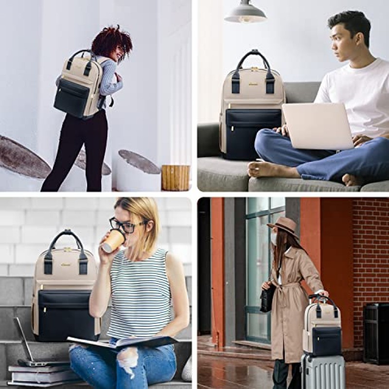 LOVEVOOK 여성 남성을위한 노트북 배낭, USB 포트가있는 17.3 인치 노트북 가방 패션 방수 배낭 교사 간호사 세련된 여행 가방 대학, 업무용 빈티지 데이 팟