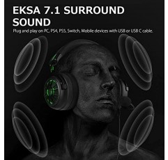EKSA StarEngine Pro PC 게임용 헤드셋 - PS4 PS5 Xbox용 7.1 서라운드 사운드, AI 지능형 소음 제거 마이크, 듀얼 챔버 드라이버, 게임/음악 모드, Xbox one용 유선 헤드폰, 컴퓨터