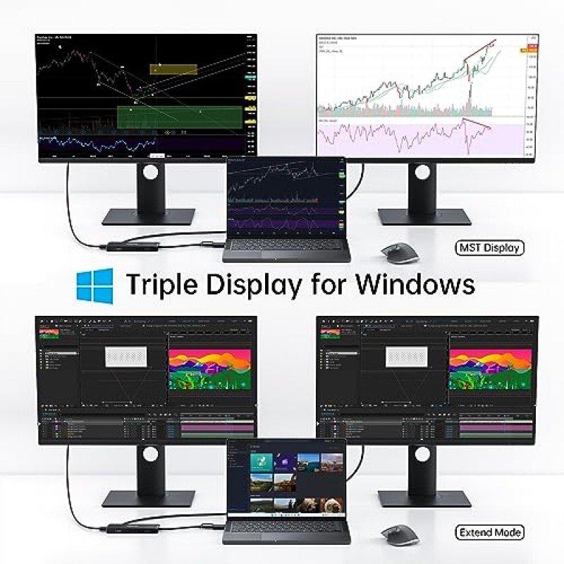 USB-듀얼 HDMI 어댑터, USB 도킹 스테이션, USB C 허브 USB 3.0-듀얼 HDMI 어댑터 트리플 디스플레이 USB C 노트북 도킹 스테이션 듀얼 모니터는 Windows/Mac OS USB 도킹을 지원합니다.