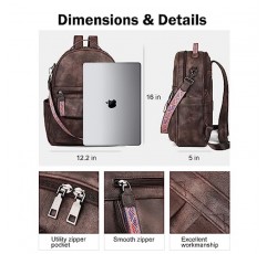 여성용 FADEON 가죽 노트북 백팩 PU 컴퓨터 백팩, 노트북 수납공간 커피가 포함된 디자이너 여행용 백팩 지갑