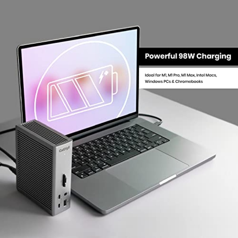 CalDigit TS4 Thunderbolt 4 Dock - 18개 포트, 98W 충전, 3x Thunderbolt 4 40Gb/s, 5 x USB-A, 3 x USB-C(10Gb/s), 2.5GbE, 단일 8K 또는 듀얼 6K 60Hz 디스플레이, Mac, PC , 크롬 0.8m 케이블과 호환 가능