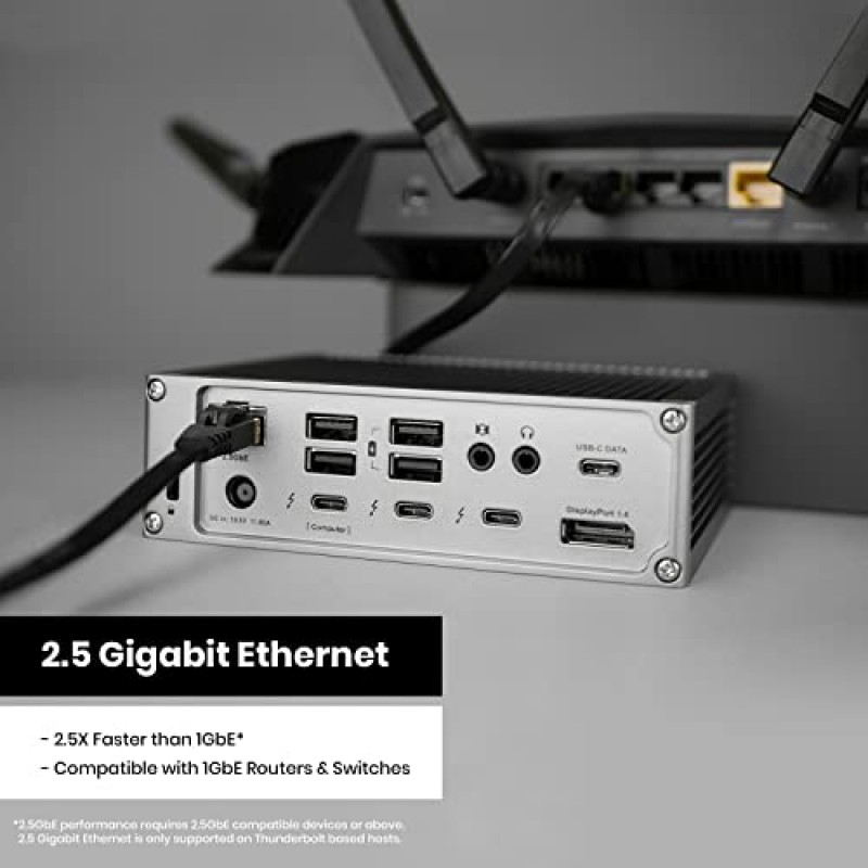 CalDigit TS4 Thunderbolt 4 Dock - 18개 포트, 98W 충전, 3x Thunderbolt 4 40Gb/s, 5 x USB-A, 3 x USB-C(10Gb/s), 2.5GbE, 단일 8K 또는 듀얼 6K 60Hz 디스플레이, Mac, PC , 크롬 0.8m 케이블과 호환 가능