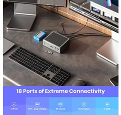 CalDigit TS4 Thunderbolt 4 Dock - 18개 포트, 98W 충전, 3x Thunderbolt 4 40Gb/s, 5 x USB-A, 3 x USB-C(10Gb/s), 2.5GbE, 단일 8K 또는 듀얼 6K 60Hz 디스플레이, Mac, PC , 크롬 0.8m 케이블과 호환 가능