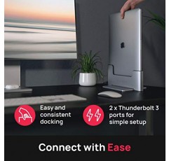 Brydge 공간 절약형 노트북 스탠드 | 15인치 MacBook Pro(2016-2019)와 호환되는 수직 도킹 스테이션, Thunderbolt™ 3 포트 2개
