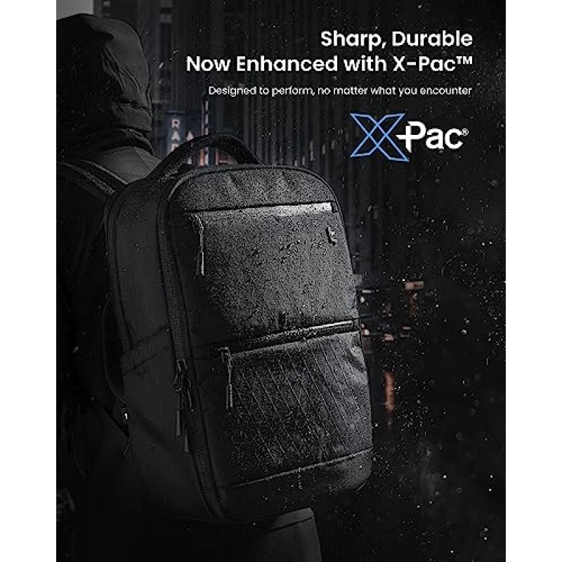 tomtoc 노트북 백팩 X-Pac Techpack 비즈니스 전문 통근자를 위해 설계됨, 16인치 MacBook Pro용 도시형 컴팩트 백팩, 블랙, 20L