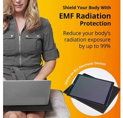 몸을 보호하세요 - SaferBody™가 포함된 노트북 랩 패드, 방사선 차단 및 열 차단 패드, 최대 17인치 와이드 장치용 EMF 차단 노트북 패드(15.9 x 12인치), 제트 블랙 PU 가죽 색상
