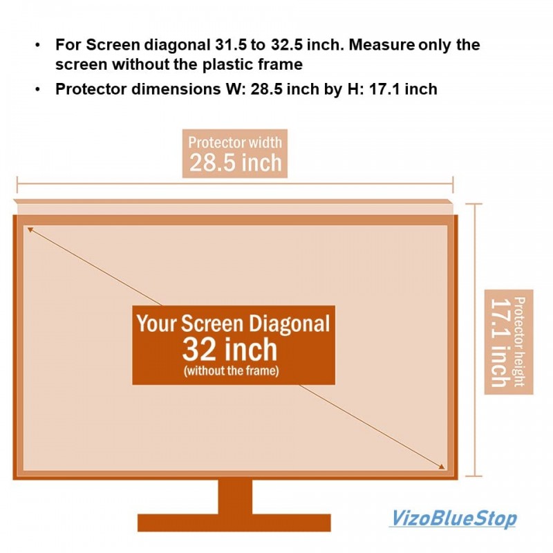 VizoBlueStop 32인치 컴퓨터 모니터용 블루라이트 방지 필터. 블루 라이트 모니터 화면 보호기 패널(28.5 x 17.1인치). 블루라이트 380~495nm를 차단합니다. LCD, TV, PC, Mac 모니터에 적합