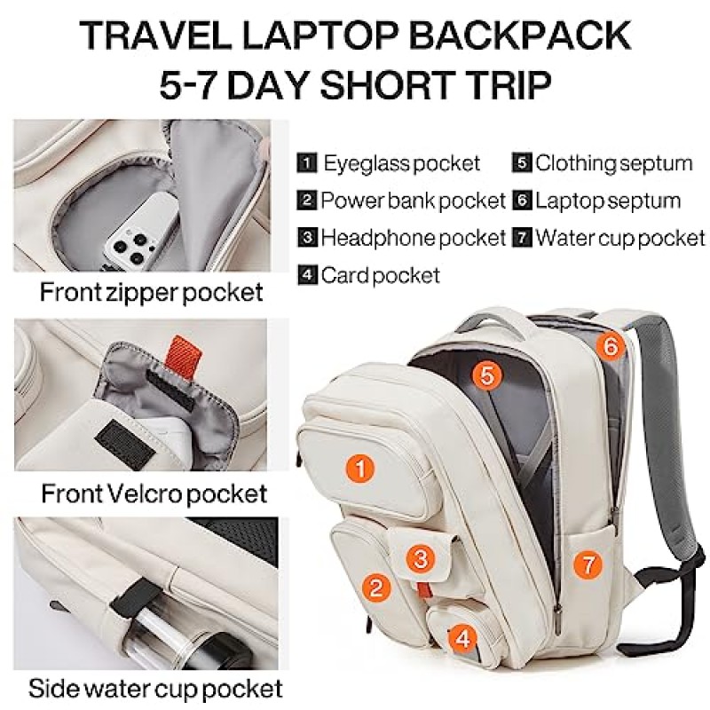 Hanke 노트북 배낭, 남성 여성 방수 대학 컴퓨터 가방을 위한 여행 비즈니스 배낭