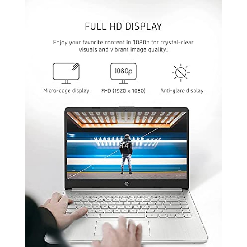 HP 2023 14인치 FHD IPS 눈부심 방지 화면 6코어 AMD Ryzen 5 5500U 16GB RAM DDR4 512GB M.2 NVMe SSD AMD Radeon 그래픽 HDMI USB-C WiFi AX BT5.2 웹캠 긴 배터리 수명 Windows 11 Home(RE 액세서리 포함)