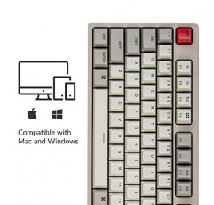 Keychron C1 Mac 레이아웃용 핫스왑 가능 유선 기계식 키보드, Keychron 기계식 빨간색 스위치/USB Type-C 케이블/더블샷 ABS 키캡 Tenkeyless 87 키 Windows PC용 컴퓨터 키보드