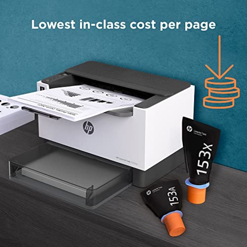 HP Laserjet-Tank 2504dw 무선 흑백 흑백 프린터에는 최대 2년치의 정품 HP 토너(2R7F4A)가 사전 충전되어 있습니다.