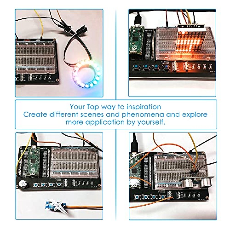 GeeekPi Raspberry Pi Pico 마이크로 Python 프로그래밍 키트(Raspberry Pi Pico, 브레드보드, Raspberry Pi 초보자 및 소프트웨어 엔지니어용 I2C 1602 LCD 디스플레이 모듈 포함)