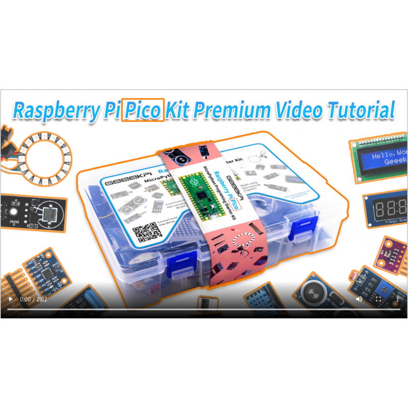 GeeekPi Raspberry Pi Pico 마이크로 Python 프로그래밍 키트(Raspberry Pi Pico, 브레드보드, Raspberry Pi 초보자 및 소프트웨어 엔지니어용 I2C 1602 LCD 디스플레이 모듈 포함)