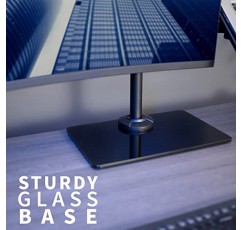 세련된 유리 베이스가 있는 VIVO 프리 스탠딩 단일 컴퓨터 모니터 및 노트북 콤보 데스크 스탠드, 최대 32인치 모니터 및 17인치 노트북에 적합, 검정색, STAND-V002FGL