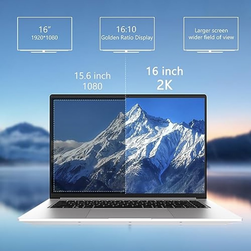 FUNYET 16인치 노트북, i7 12700H(최대 4.7GHz) 게이밍 노트북, 2.5K 60Hz(2560*1600) 풀 HD IPS 디스플레이 Windows 11Pro 16GB LPDDR4 512GB PCIE SSD 컴퓨터 HDMI 포트, WiFi 6, USB3.0, Bluetooth 5.2 DC