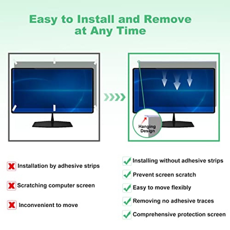 27인치 컴퓨터 개인 정보 보호 화면 필터 걸기, 16:9 와이드스크린 모니터용 DEJIMAX 개인 정보 보호 쉴드 화면 보호기 눈부심 방지 및 청색광 방지