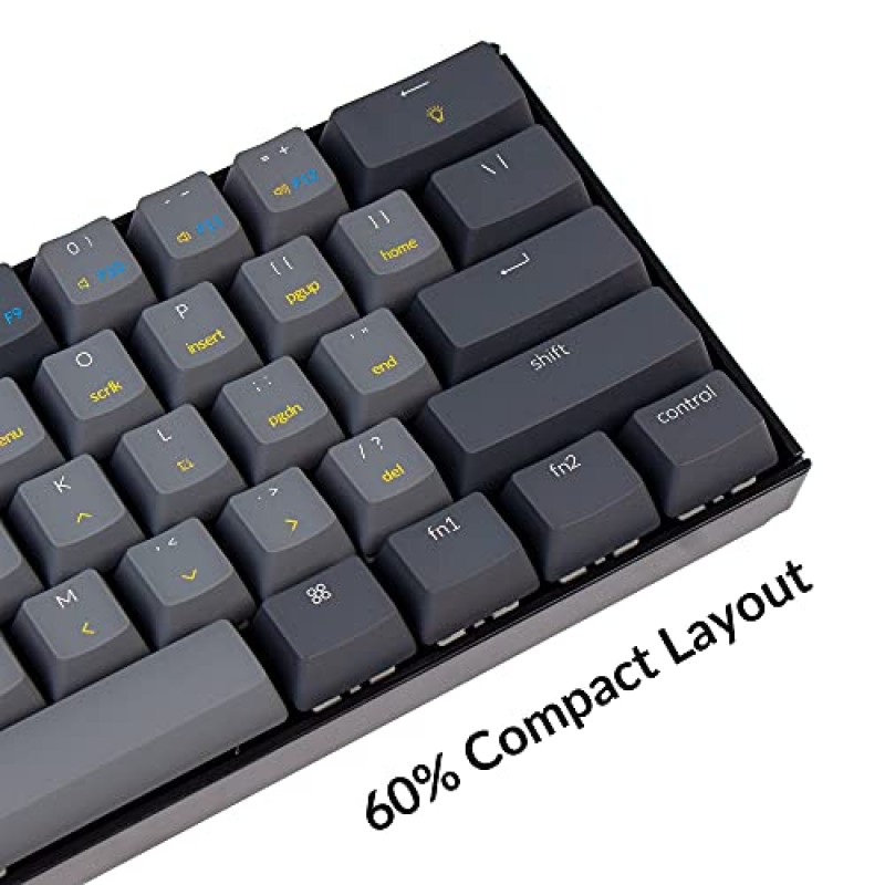 Keychron K12 60% 레이아웃 Gateron G Pro 파란색 스위치가 있는 Mac용 Bluetooth 무선/USB 유선 기계식 키보드 흰색 LED 백라이트 N키 롤오버, 컴팩트 61키 Windows용 컴퓨터 게임 키보드