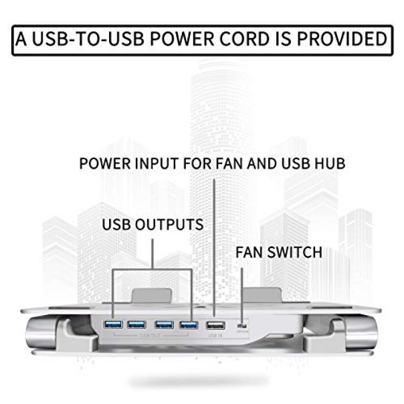 저소음 팬과 3.0 USB 허브를 갖춘 SOUNDANCE 노트북 냉각 패드, 통풍이 잘되는 노트북 쿨러 과열 방지, 인체공학적 노트북 스탠드는 최대 17인치 게임용 노트북 컴퓨터 지원, 알루미늄