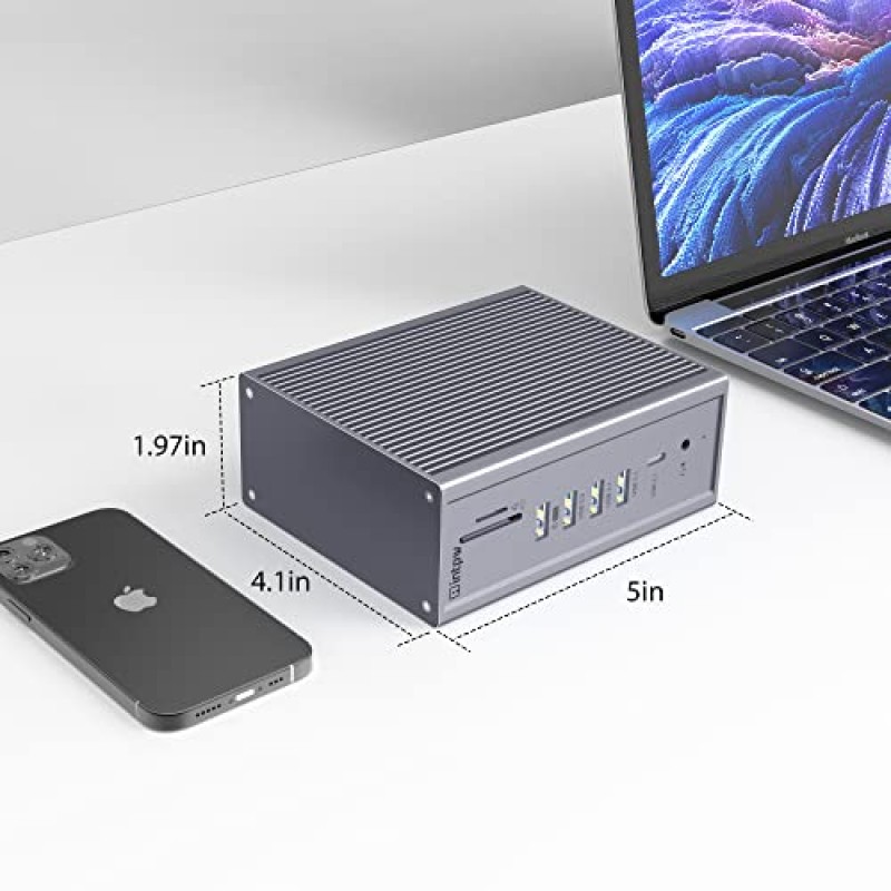 USB C 3.1 도킹 스테이션 Windows 및 MacOS용 트리플 모니터, 16 in 1 Type C 멀티포트 어댑터 동글 Thunderbolt 3 노트북 도킹 스테이션(100W 전원, HDMI 3개, USB 6개, 이더넷, SD/TF, 오디오 포함)