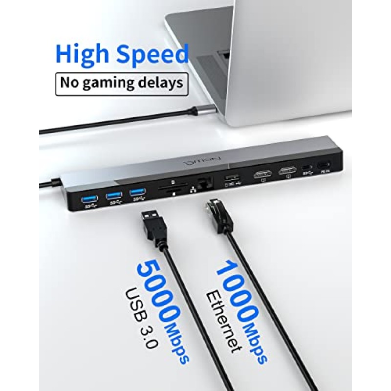 USB C 도킹 스테이션 듀얼 모니터: NewQ 12-in-1 USB C 허브, 듀얼 HDMI 4K@30Hz, 4*USB, USB-C, 오디오, 이더넷, SD/TF, PD 100W, Thunderbolt 3 | MacBook Pro Air, HP, Dell, Lenovo, Acer용 도크 4개…