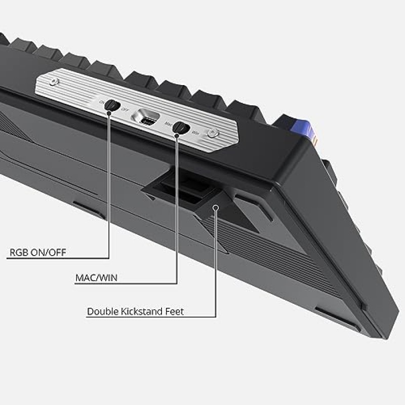 Owpkeenthy 유선 96% 개스킷 장착 기계식 게임용 키보드 핫 스왑 가능, 100키 프로그래밍 가능 남향 RGB 키보드, 조용한 선형 흰색 스위치 포함 Win mac(Night Red)용 체리 키캡