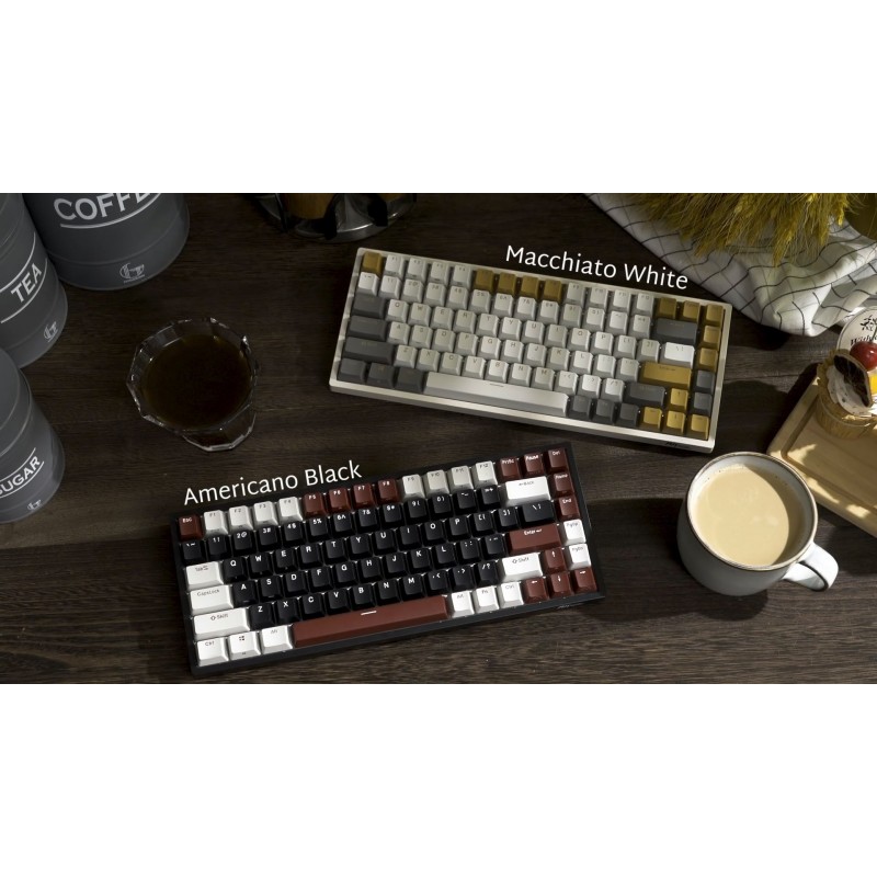 RK ROYAL KLUDGE RK84 RGB Limited Ed, 75% 트리플 모드 BT5.0/2.4G/USB-C 핫 스왑 가능 기계식 키보드, 84키 무선 Bluetooth 게임용 키보드, RK 노란색 스위치, Macchiato 흰색
