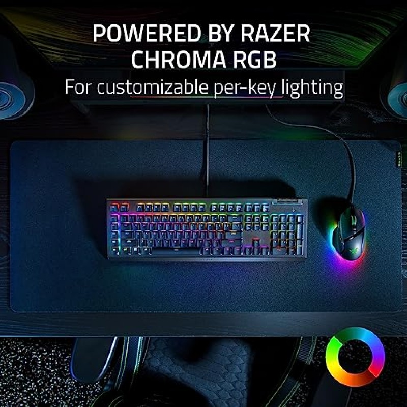 Razer BlackWidow V4 X - 기계식 게이밍 키보드: 노란색 스위치 선형 및 무음 - 전용 매크로 키 6개 - Chroma RGB - 더블샷 ABS 키캡 - 미디어 컨트롤 - 소음 감소 및 안정 장치