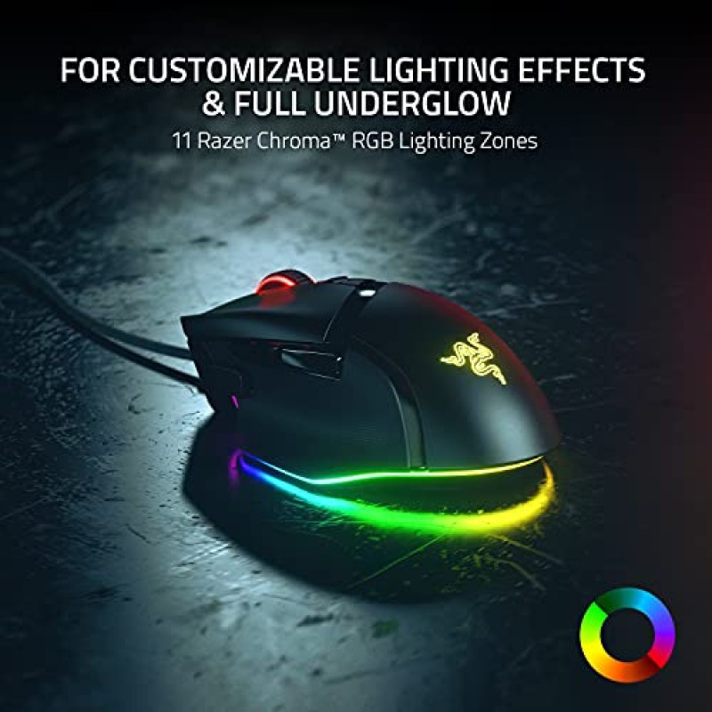 Razer Basilisk V3 맞춤형 인체공학적 게이밍 마우스: 가장 빠른 게이밍 마우스 스위치 - Chroma RGB 조명 - 26K DPI 광학 센서 - 클래식 블랙