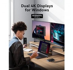 USB C 노트북 도킹 스테이션, 듀얼 4k@60Hz HDMI 모니터 디스플레이 포트, 듀얼 모니터용 허브 멀티포트 어댑터, 8 in 1 USB C Dock, 3*USB 3.0, 기가비트 이더넷, 100W PD, Dell/HP/MacBook 노트북과 호환 가능