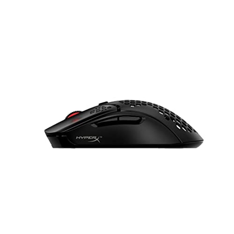 HyperX Pulsefire Haste – 무선 게임용 마우스 – 초경량, 61g, 100시간 배터리 수명, 2.4Ghz 무선, 벌집 모양 쉘, 육각 디자인, 최대 16000 DPI, 프로그래밍 가능한 버튼 6개 – 검정색