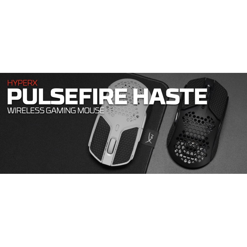 HyperX Pulsefire Haste – 무선 게임용 마우스 – 초경량, 61g, 100시간 배터리 수명, 2.4Ghz 무선, 벌집 모양 쉘, 육각 디자인, 최대 16000 DPI, 프로그래밍 가능한 버튼 6개 – 검정색