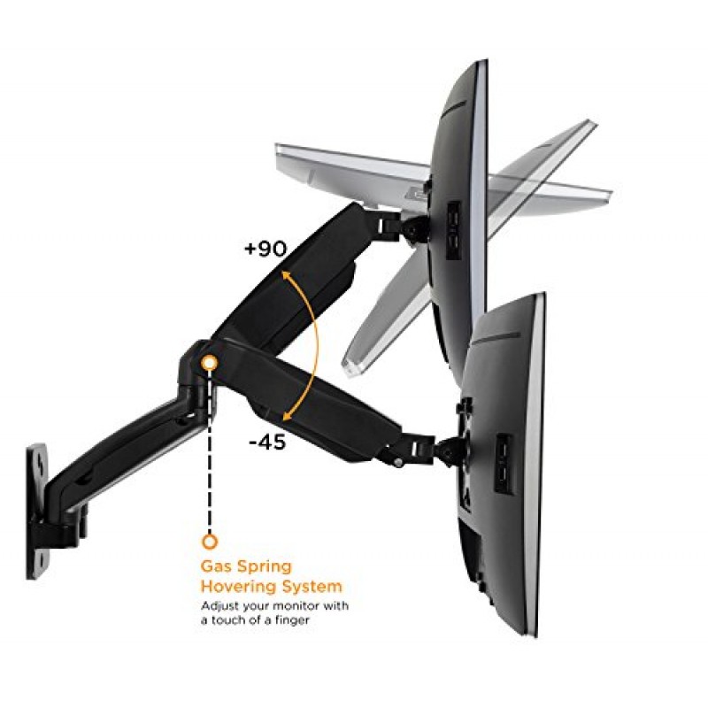 마운트잇! 듀얼 모니터 벽걸이 암 | 더블 모니터 벽걸이 | 두 개의 풀 모션 조정 가능한 관절형 가스 스프링 암 | 75 또는 100개의 VESA 패턴을 갖춘 19 20 21 22 24 27인치 컴퓨터 화면에 적합