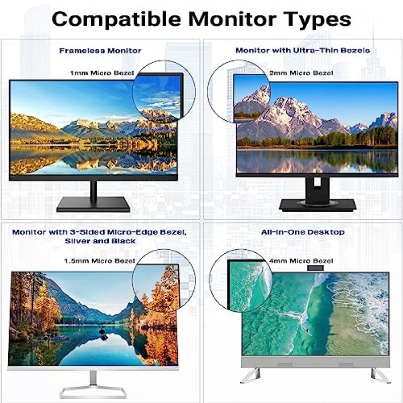 FILMEXT [16:9 올인원 데스크탑/프레임리스 모니터용 2팩 21.5인치 컴퓨터 개인 정보 보호 화면 필터 - 얇은 베젤 컴퓨터용 탈착식 블루라이트 UV 차단 개인 정보 보호 실드