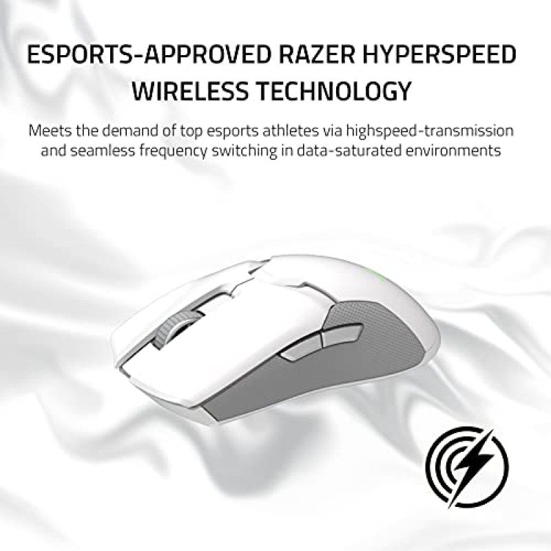 Razer Viper Ultimate Lightweight 무선 게이밍 마우스 및 RGB 충전 도크: 초고속 무선 기술 - 20K DPI 광학 센서 - 74g 경량 - 70시간 배터리 - 머큐리 화이트