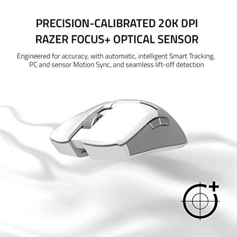 Razer Viper Ultimate Lightweight 무선 게이밍 마우스 및 RGB 충전 도크: 초고속 무선 기술 - 20K DPI 광학 센서 - 74g 경량 - 70시간 배터리 - 머큐리 화이트
