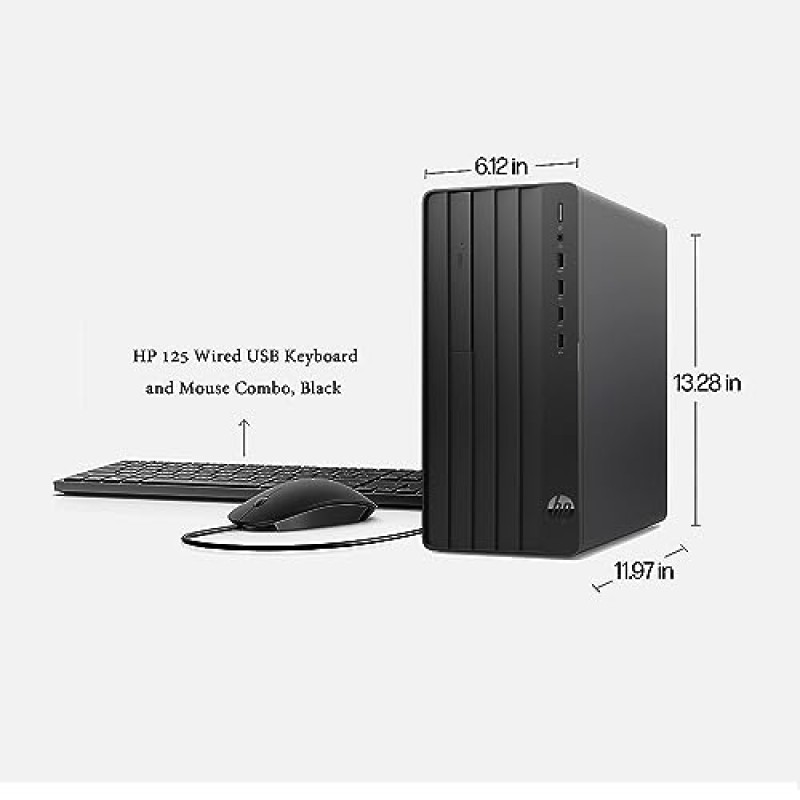 HP Pro Tower 290 G9 데스크탑 컴퓨터, 12세대 Intel 4코어 프로세서(Core i7-9700을 능가), 32GB RAM, 256GB NVMe SSD + 1TB 7200RPM HDD, 2모니터 지원, HDMI, VGA, DVD-RW, Wi-Fi , 윈도우 11 프로