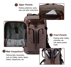 G-FAVOR 여행용 배낭, 빈티지 캔버스 배낭 남성 여성용 15.6인치 노트북 배낭, 대형 휴대용 수하물 배낭 Daypack Weekender Duffel Bag